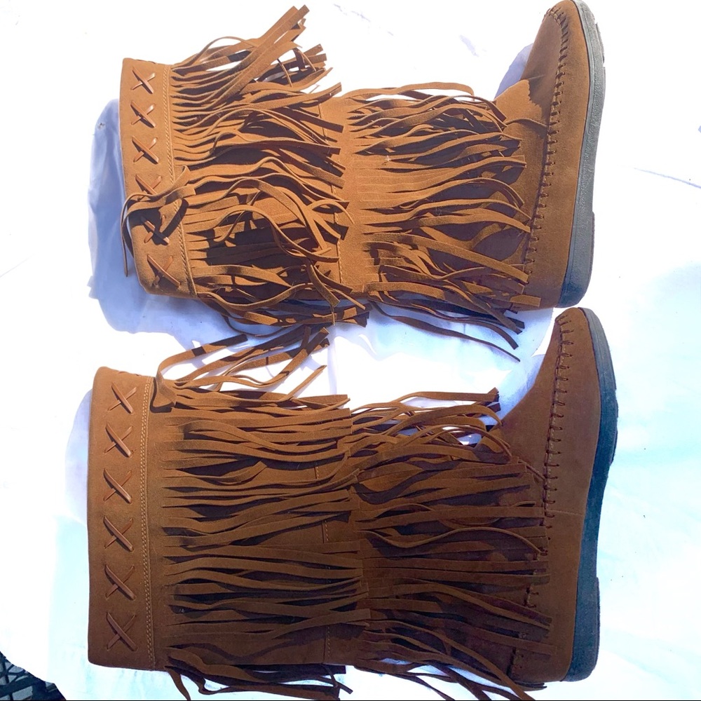 Rampage Brown Fringe Boots 8 - Picture 4 of 8
